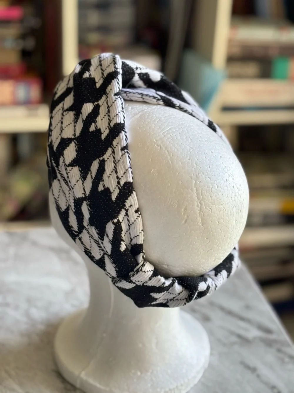 EUC MAISON MICHEL PARIS Black & White Patterned Turban Headwrap O/S